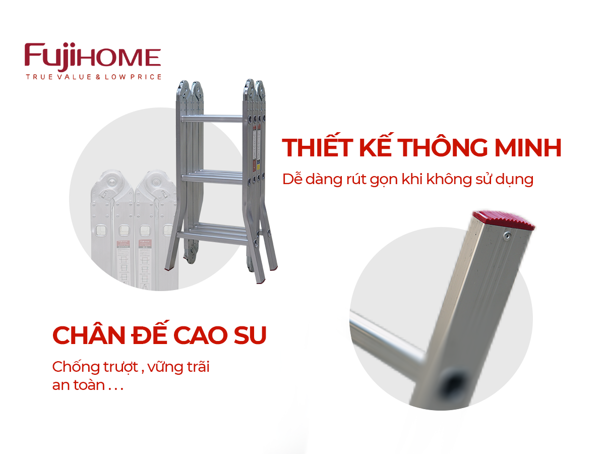 Tính năng nổi bật của thang nhôm gấp đa năng 4 đoạn Fujihome ML103
