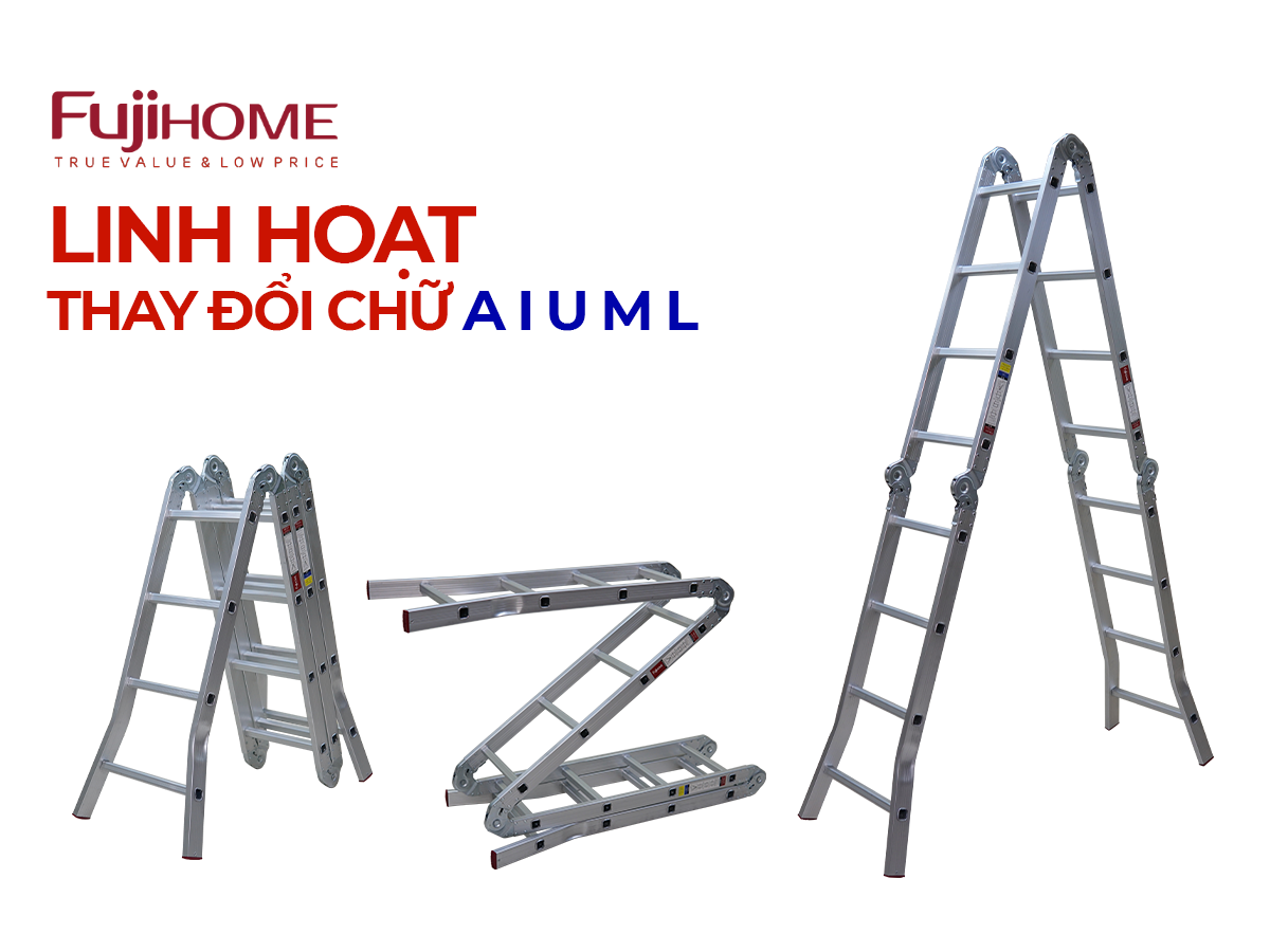 Đặc điểm nổi bật thang nhôm gấp đa năng 4 đoạn Fujihome ML104S