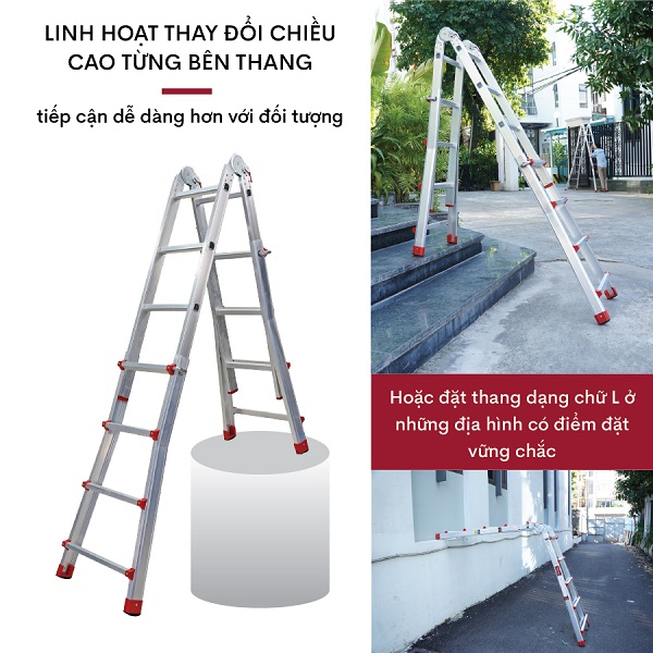 Đặc điểm nổi bật thang nhôm gấp và rút đa năng 4 đoạn Fujihome ML44
