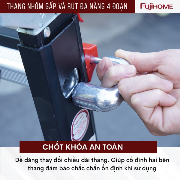 Đặc điểm nổi bật của thang nhôm gấp và rút đa năng 4 đoạn Fujihome ML44B