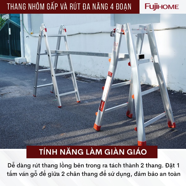 Ưu điểm nổi bật của thang nhôm gấp và rút đa năng 4 đoạn Fujihome ML45