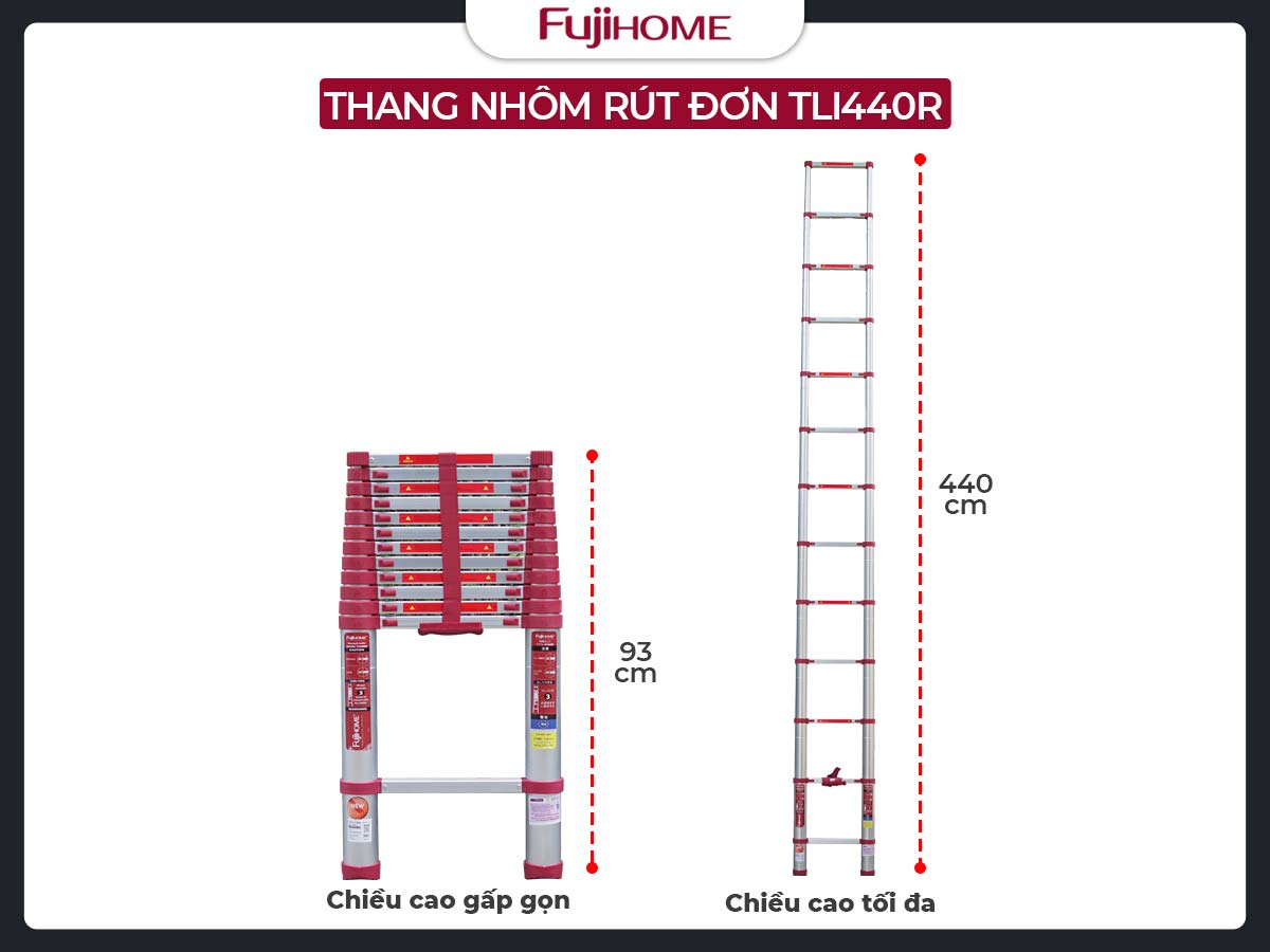 Ưu điểm vượt trội của thang nhôm rút gọn Fujihome TLI440R