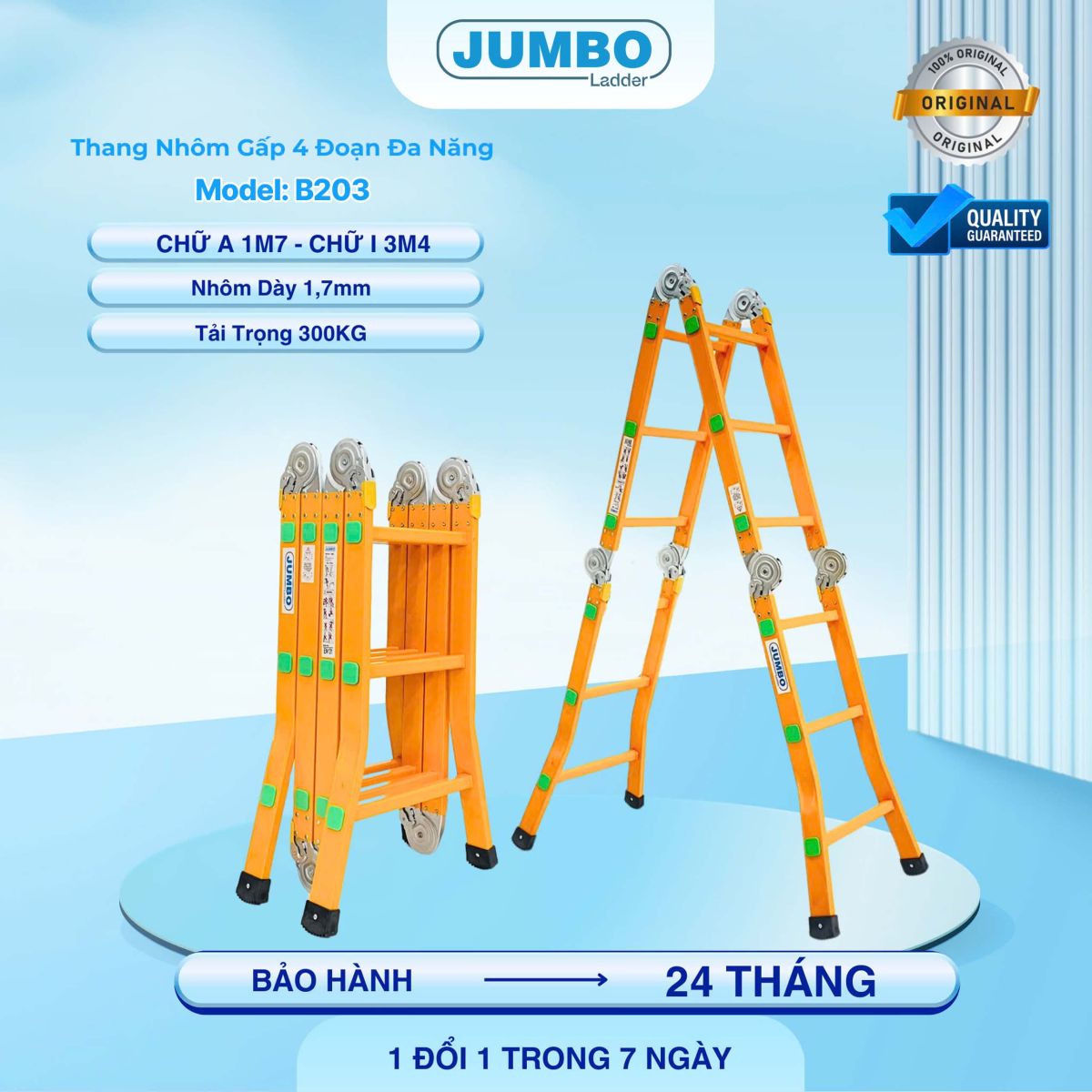 Ưu điểm nổi bật của thang nhôm gấp 4 đoạn Jumbo B203