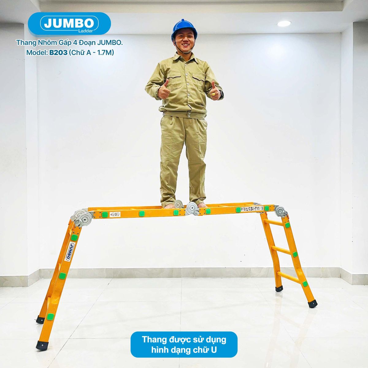 Ứng dụng thực tế của thang nhôm gấp 4 đoạn Jumbo B203