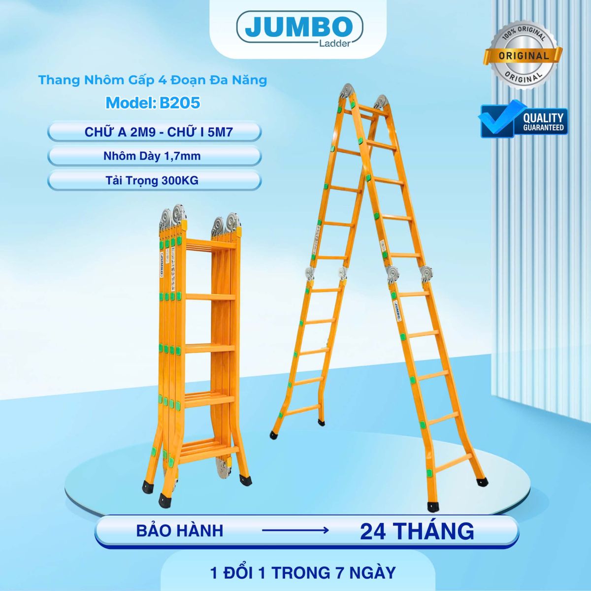 Ứng dụng thực tế của thang nhôm gấp đa năng Jumbo B205