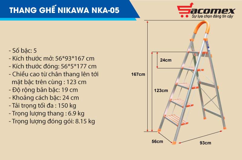 Đặc điểm nổi bật của thang ghế khung nhôm Nikawa NKA-05