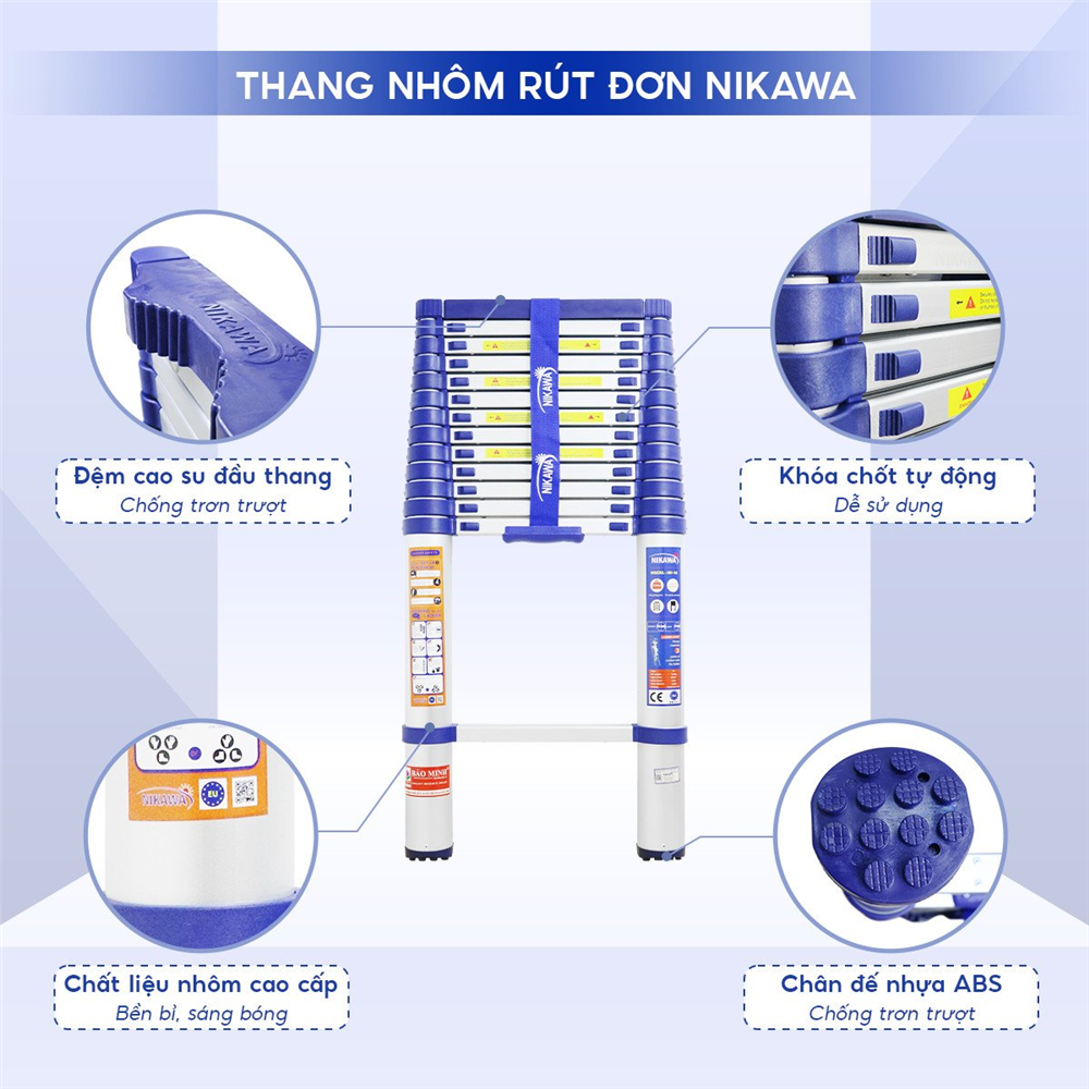 Đặc điểm nổi bật của thang nhôm rút đơn Nikawa NK-60