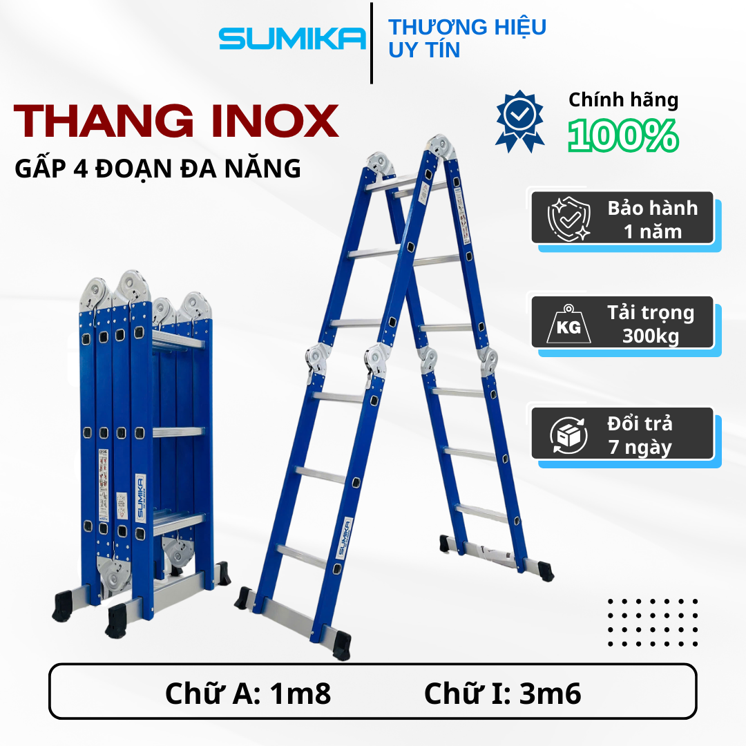 Ưu điểm nổi bật của thang inox gấp đa năng 4 đoạn Sumika SKS603