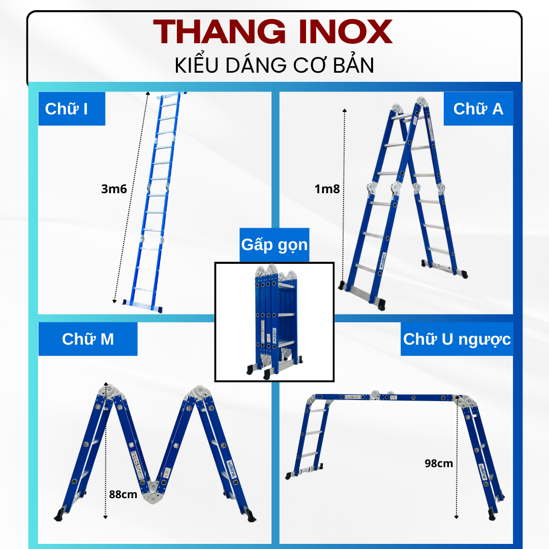 Ưu điểm nổi bật của thang inox gấp đa năng 4 đoạn Sumika SKS603
