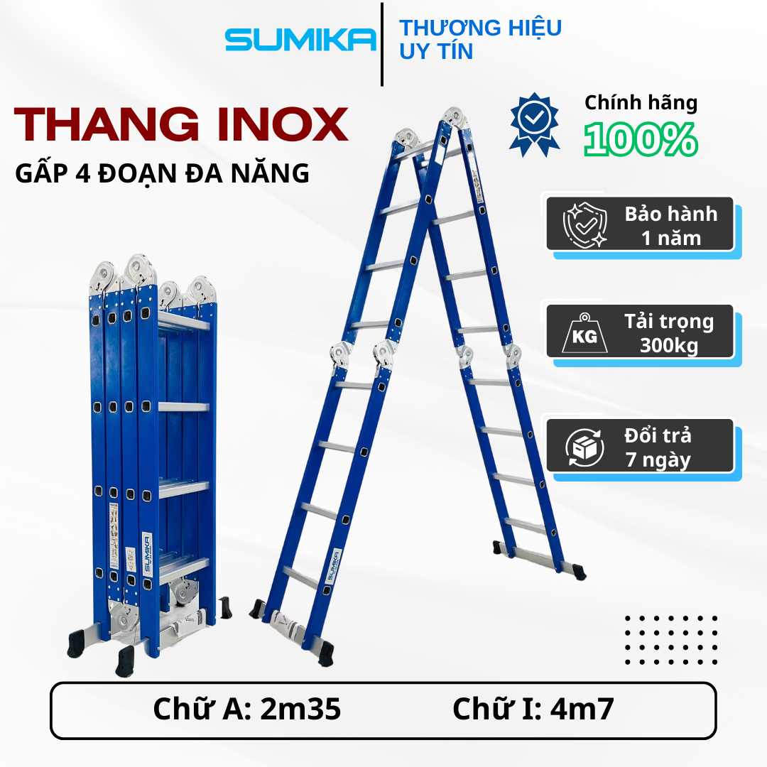 Ưu điểm nổi bật của thang inox gấp đa năng Sumika SKS604
