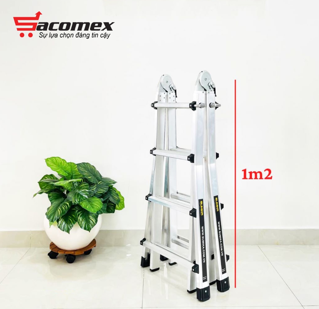 thang nhôm chữ A gấp trượt Sumika SKM404