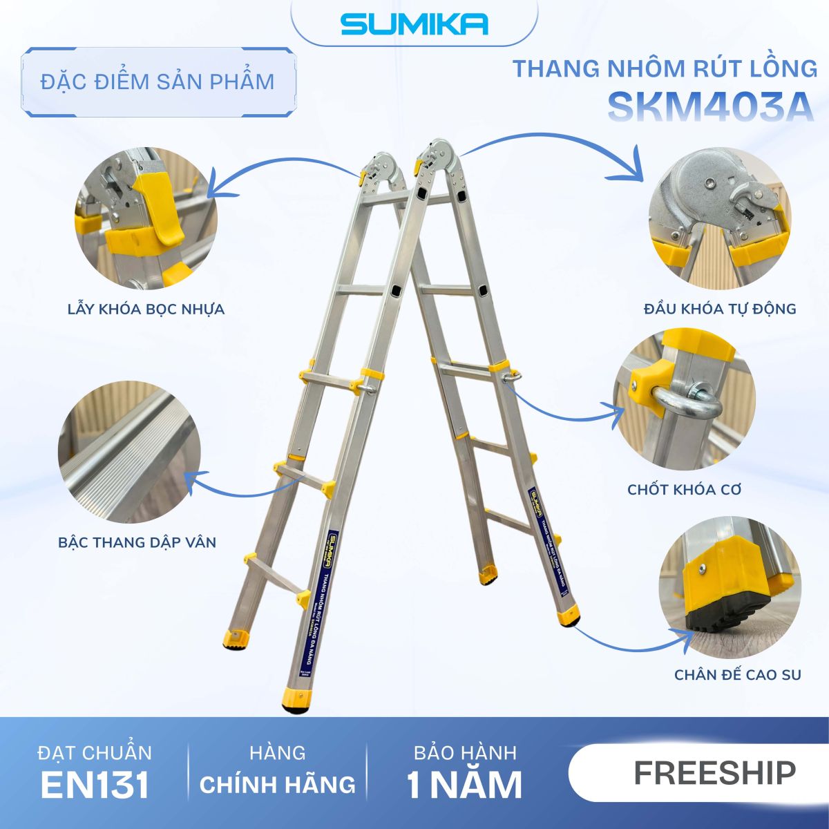 Ưu điểm nổi bật của thang nhôm gấp đa năng Sumika SKM403A