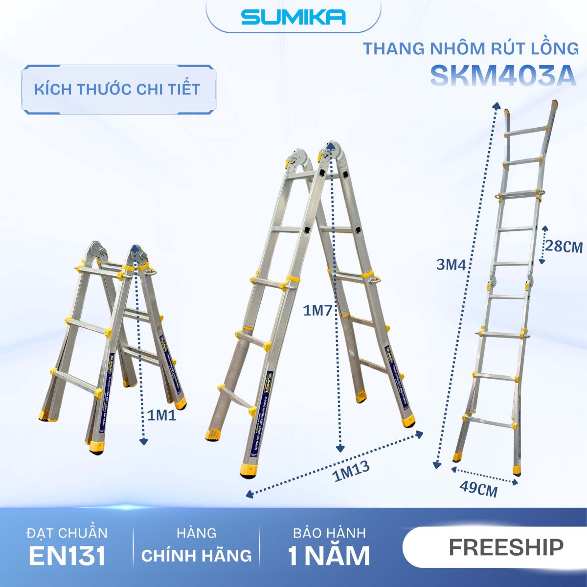 Ưu điểm nổi bật của thang nhôm gấp đa năng Sumika SKM403A