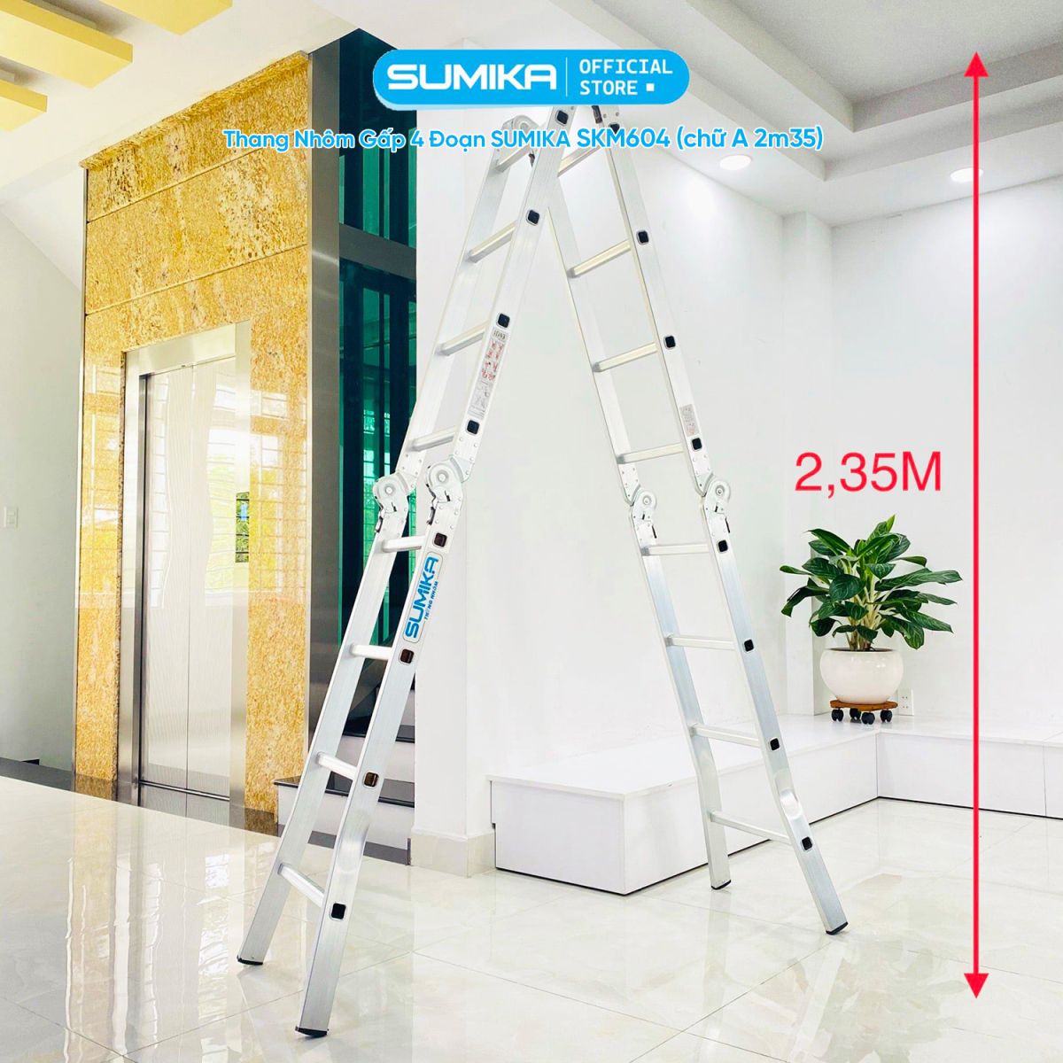 Đặc điểm nổi bật của thang nhôm xếp 4 đoạn Sumika SKM604