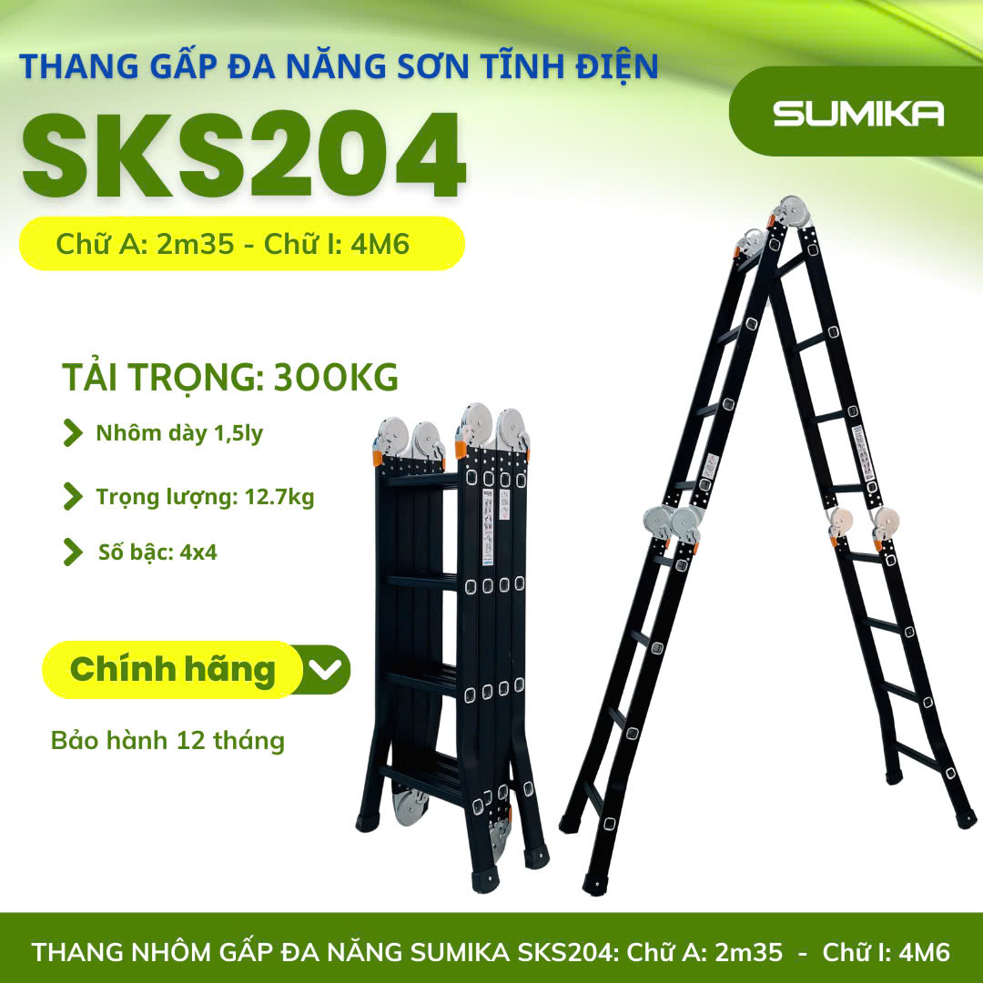 Đặc điểm nổi bật của thang inox xếp 4 đoạn Sumika SKS204