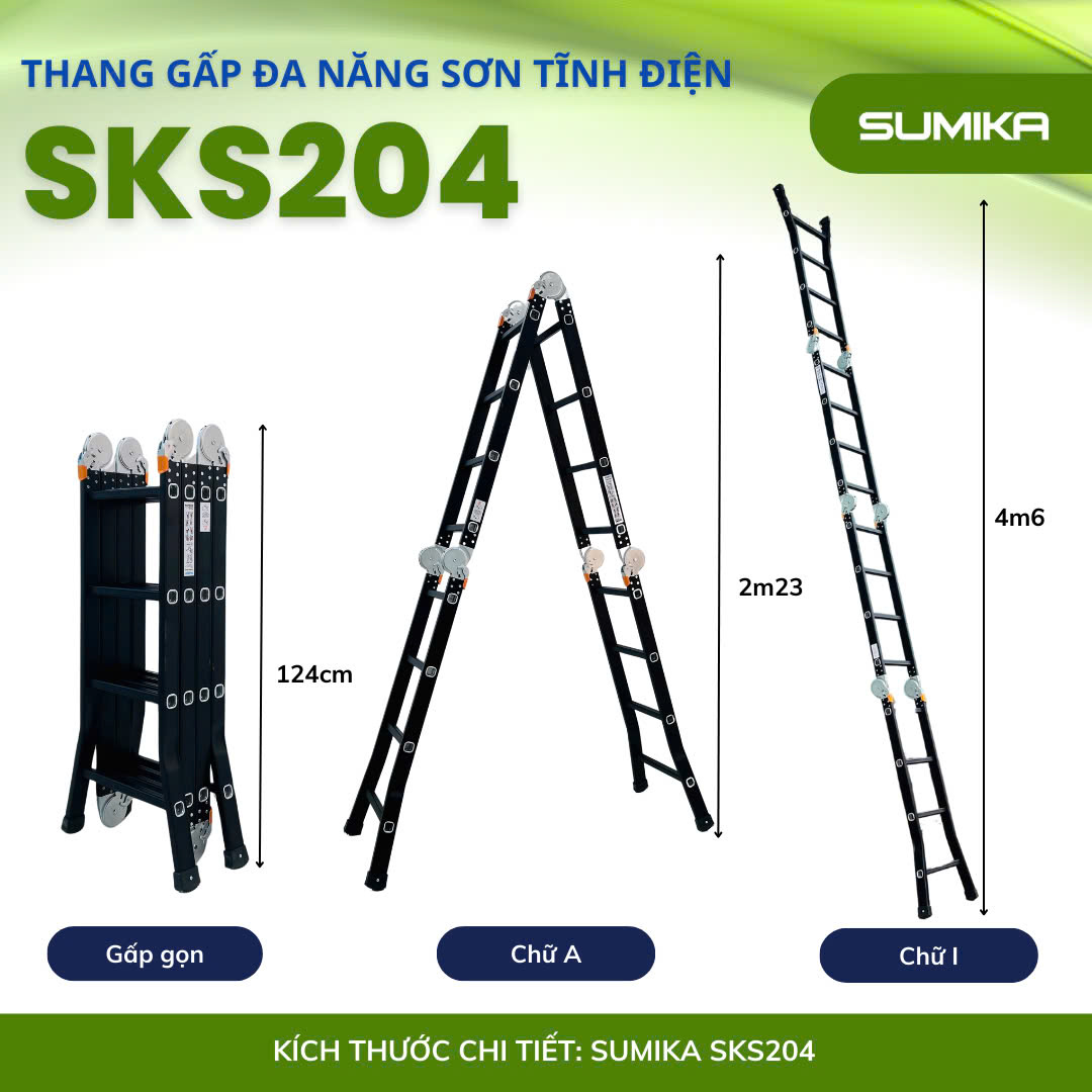 Đặc điểm nổi bật của thang inox xếp 4 đoạn Sumika SKS204