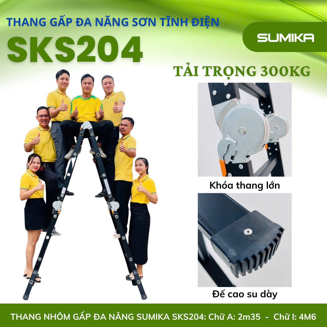 Đặc điểm nổi bật của thang inox xếp 4 đoạn Sumika SKS204