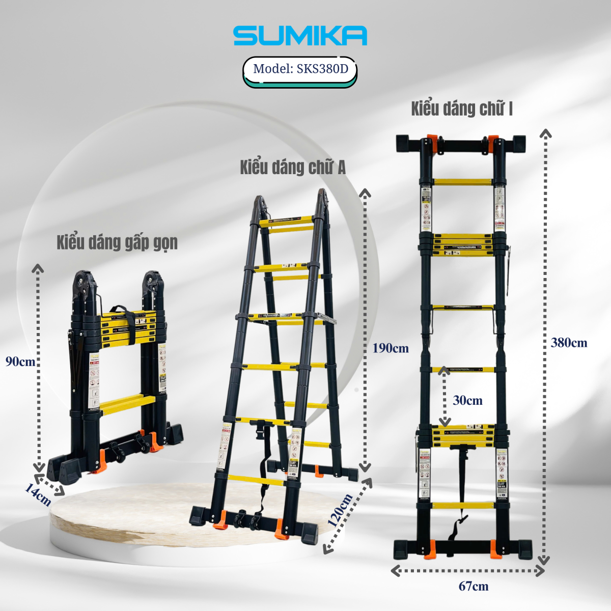 Đặc điểm nổi bật của thang nhôm rút chữ A Sumika SKS380D