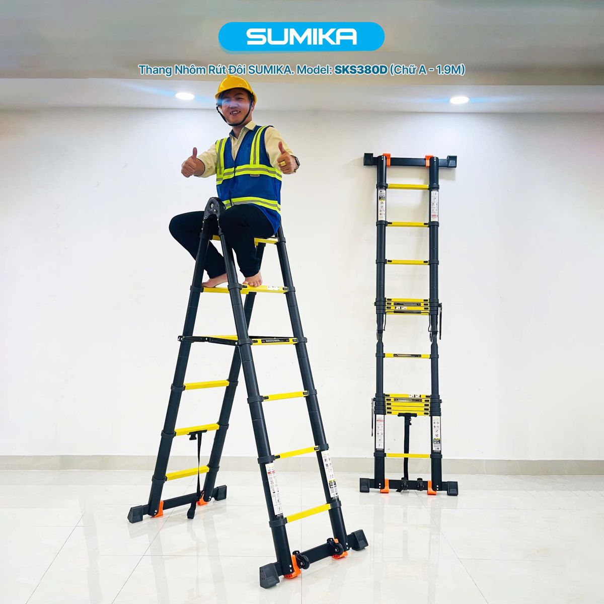 Đặc điểm nổi bật của thang nhôm rút chữ A Sumika SKS380D