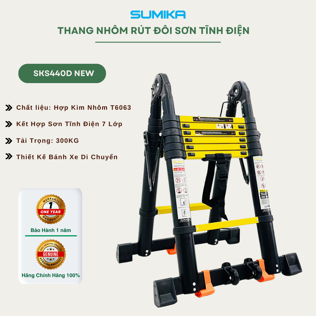 Ưu điểm nổi bật của thang nhôm rút đôi Sumika SKS440D