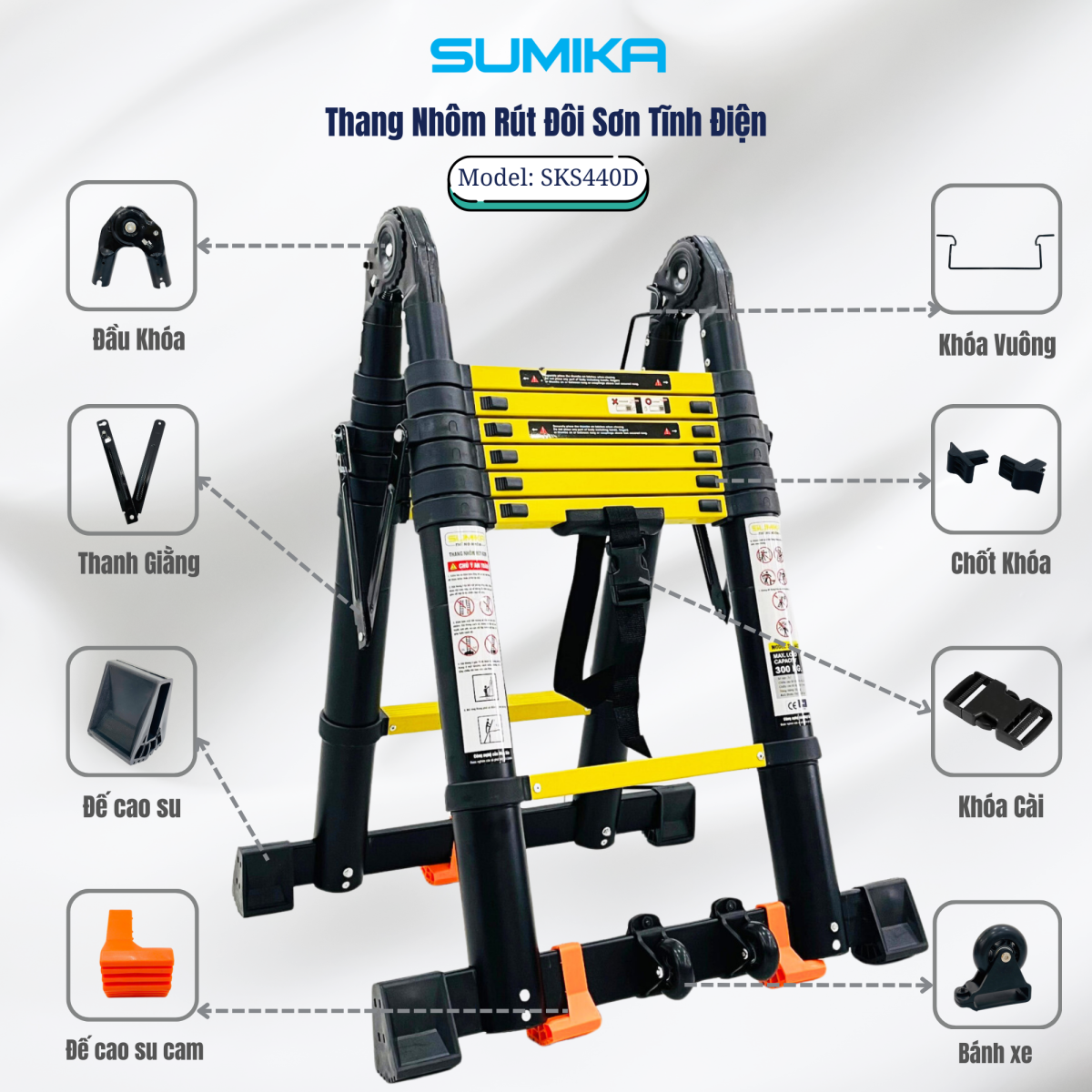 Ưu điểm nổi bật của thang nhôm rút đôi Sumika SKS440D