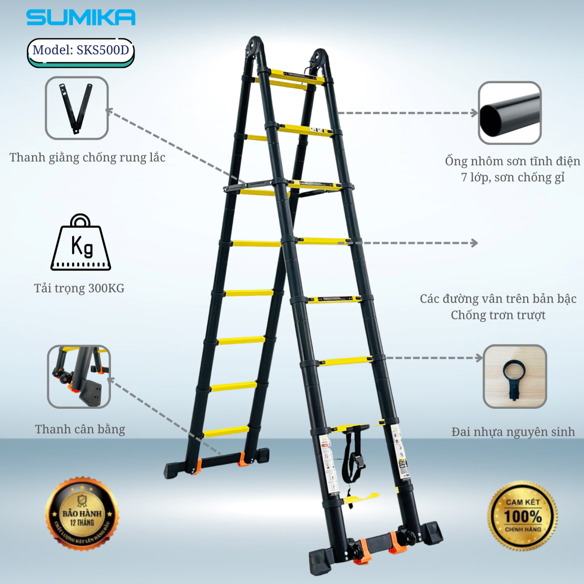 Ưu điểm nổi bật của thang nhôm rút chữ A Sumika SKS500D