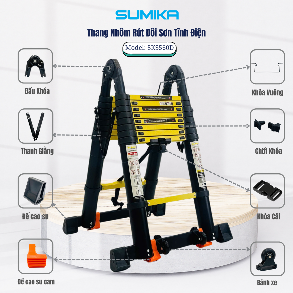 Đặc điểm nổi bậtc của thang nhôm rút chữ A Sumika SKS560D