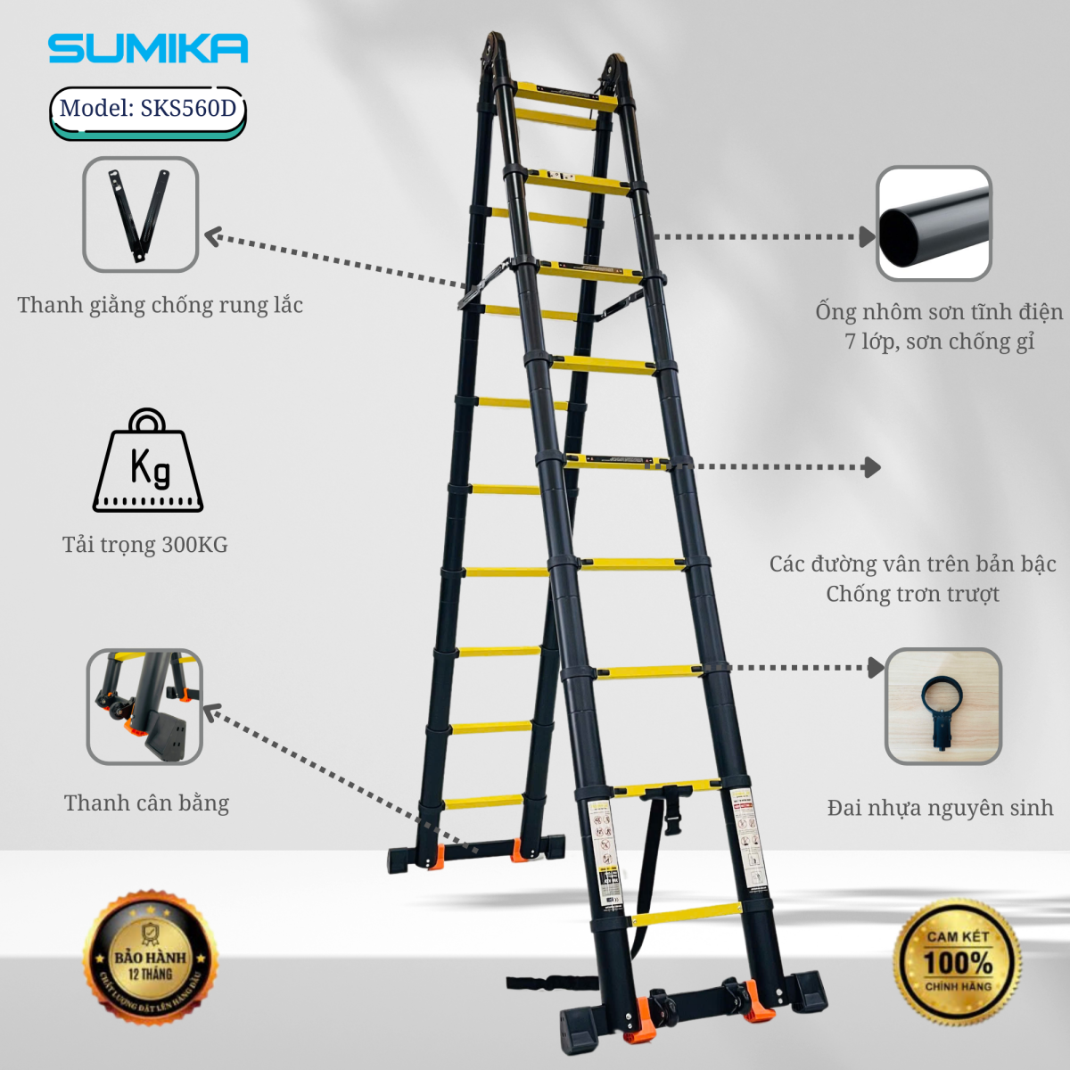 Đặc điểm nổi bậtc của thang nhôm rút chữ A Sumika SKS560D