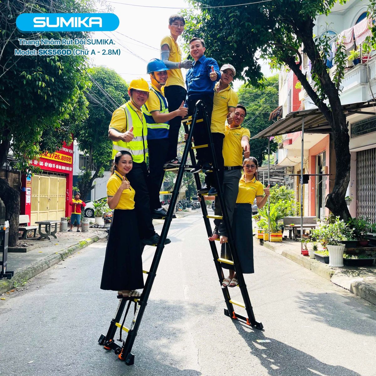 Ứng dụng đa dạng của thang nhôm rút chữ A Sumika SKS560D