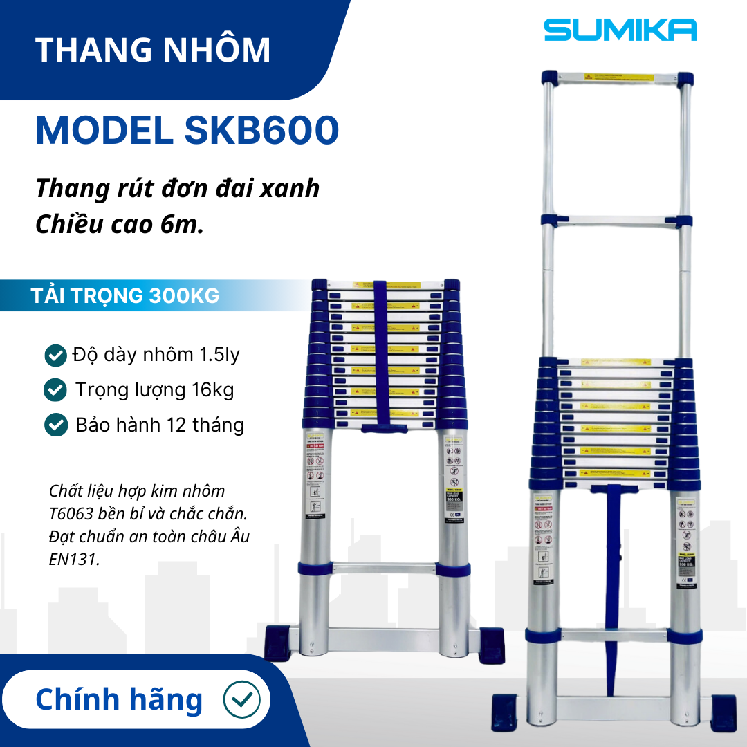 Ưu điểm nổi bật của thang nhôm rút đơn Sumika SKB600