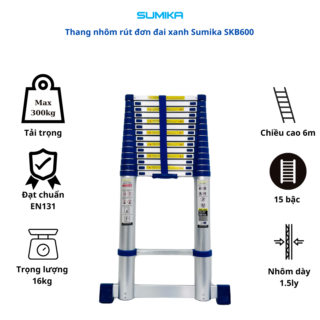 Ưu điểm nổi bật của thang nhôm rút đơn Sumika SKB600