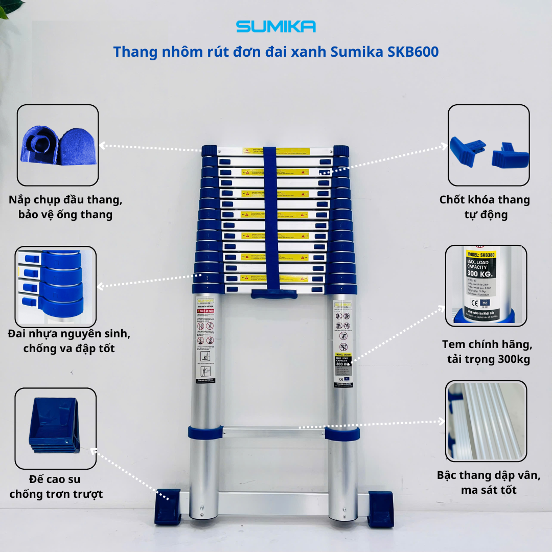 Ưu điểm nổi bật của thang nhôm rút đơn Sumika SKB600