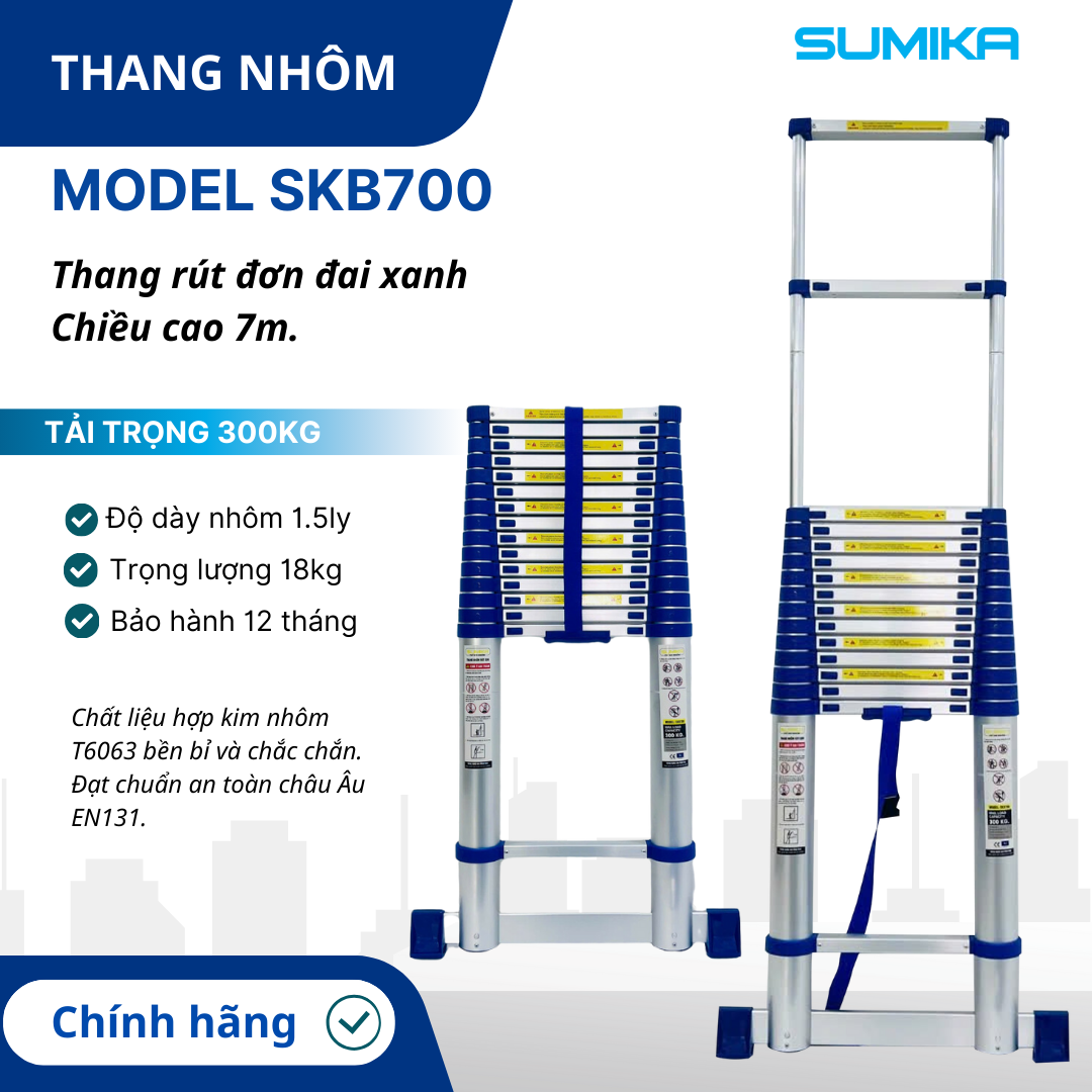 Ưu điểm nổi bật của thang nhôm rút đơn Sumika SKB700