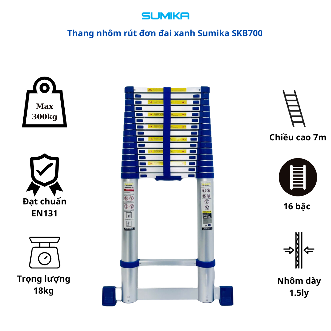 Ưu điểm nổi bật của thang nhôm rút đơn Sumika SKB700
