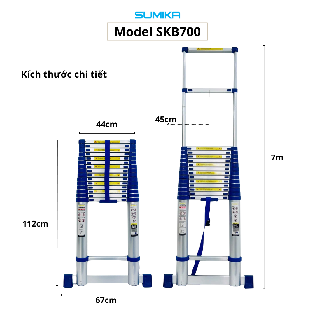 Ưu điểm nổi bật của thang nhôm rút đơn Sumika SKB700