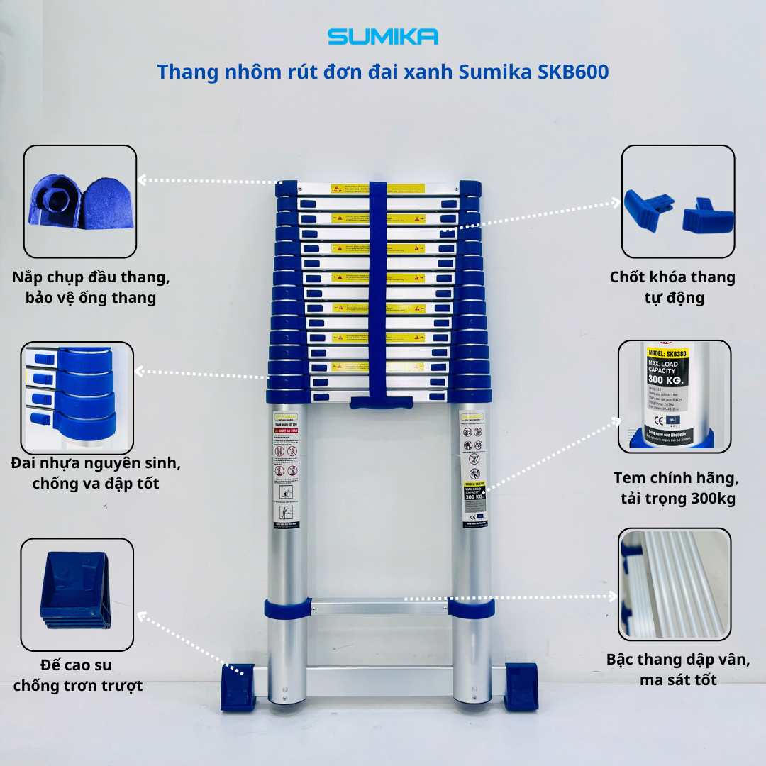 Ưu điểm nổi bật của thang nhôm rút đơn Sumika SKB700
