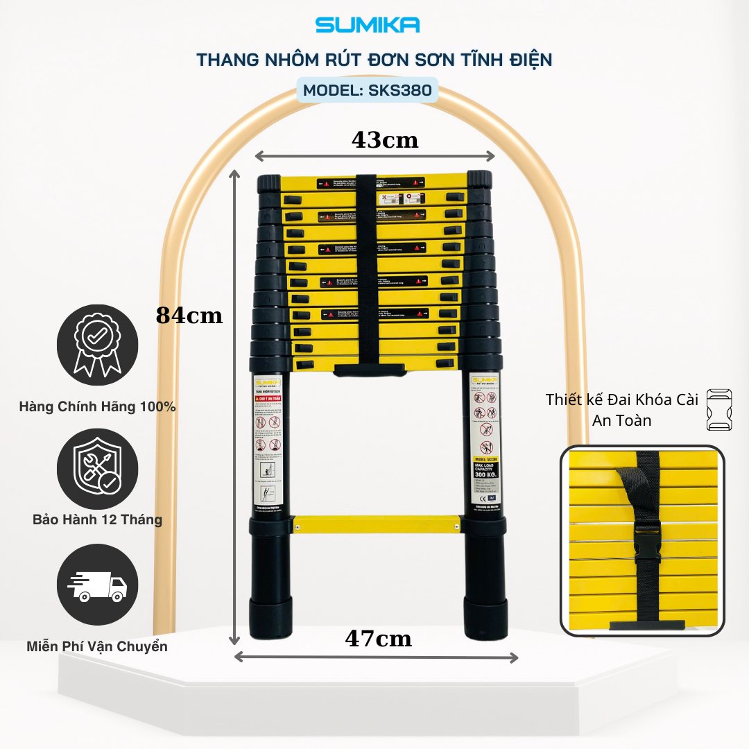 Ưu điểm nổi bật của thang nhôm rút đơn Sumika SKS380