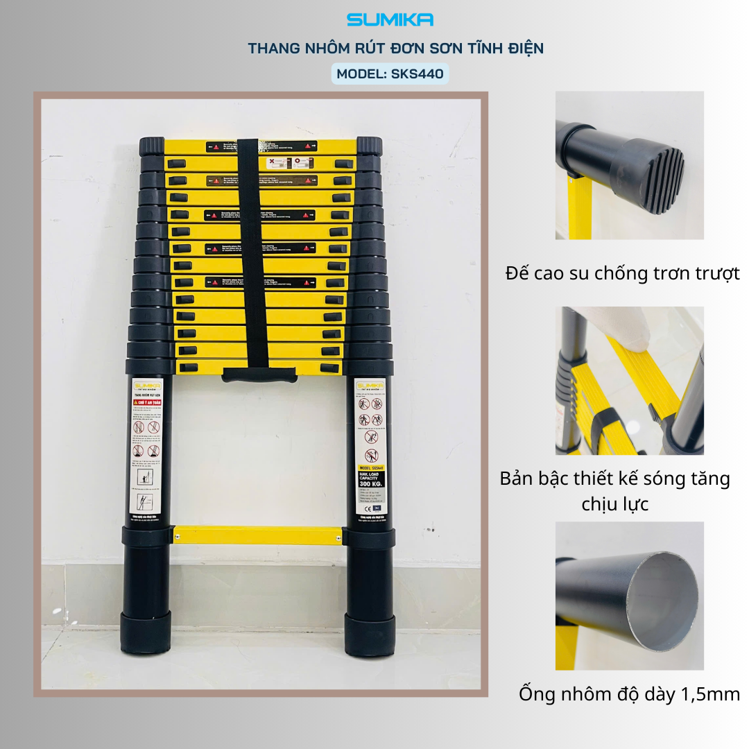 Ưu điểm nổi bật của thang nhôm rút đơn Sumika SKS440