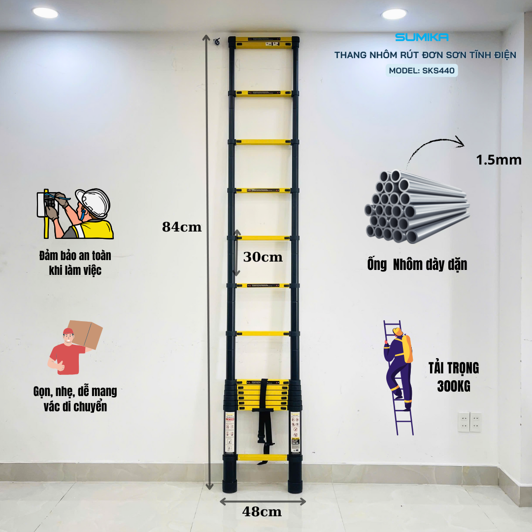Ưu điểm nổi bật của thang nhôm rút đơn Sumika SKS440