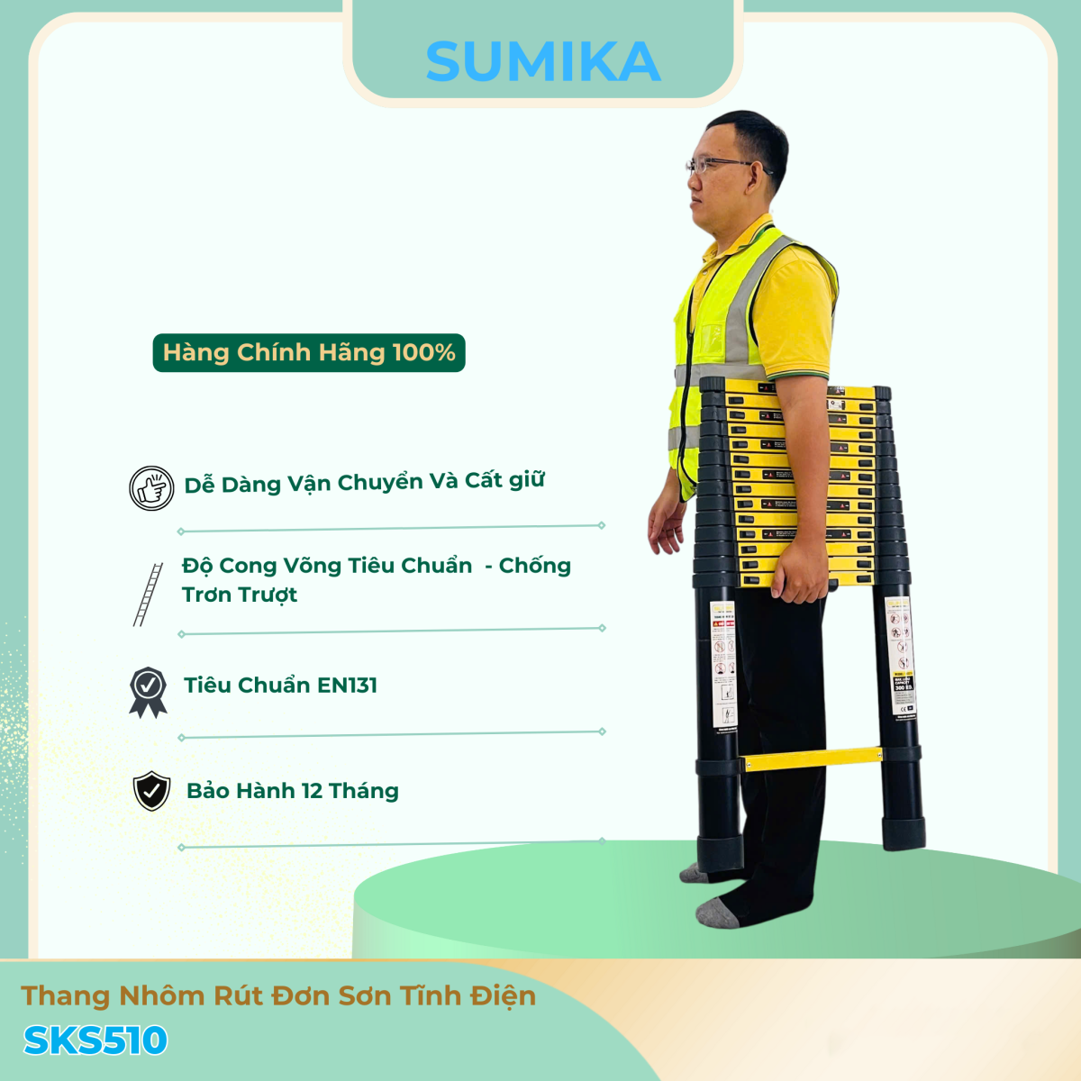 Giới thiệu thang nhôm rút đơn Sumika SKS510