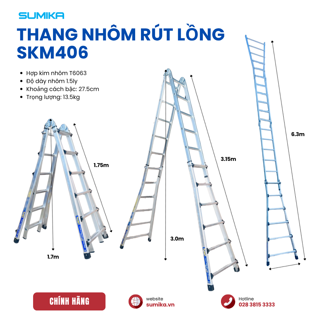 Ưu điểm nổi bật của thang nhôm gấp đa năng Sumika SKM406