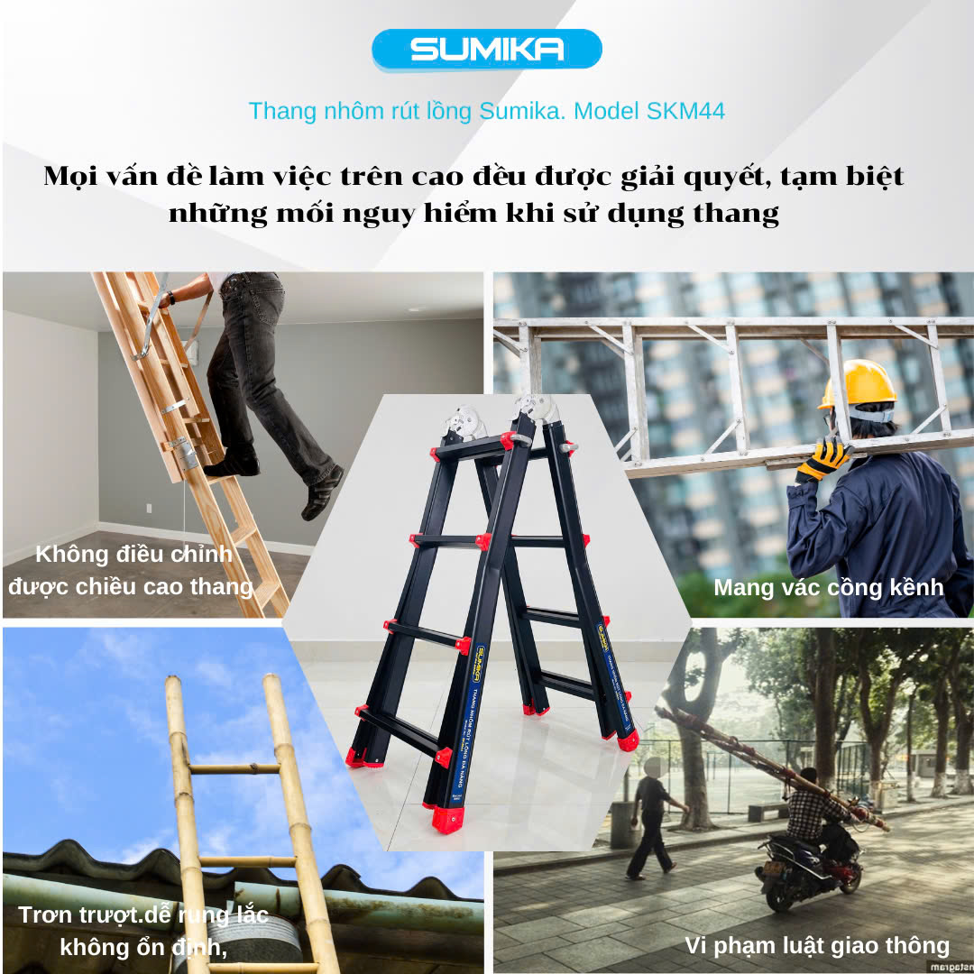 Công dụng và tính ứng dụng cao của thang nhôm Sumika SKM44