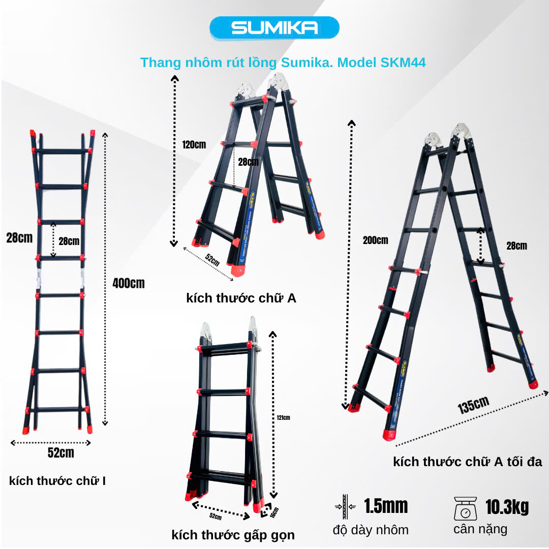 Ưu điểm nổi bật của thang nhôm gấp đa năng SKM44