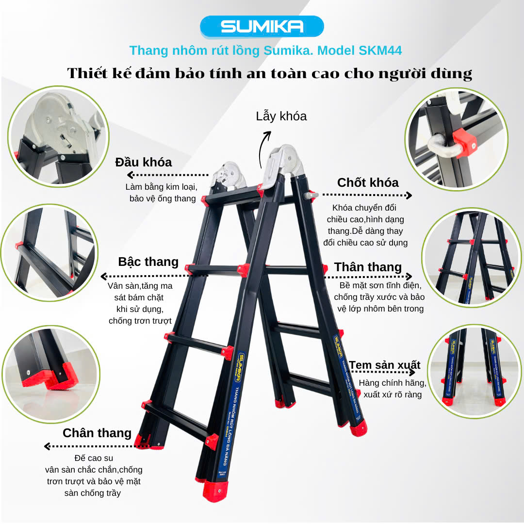 Ưu điểm nổi bật của thang nhôm gấp đa năng SKM44