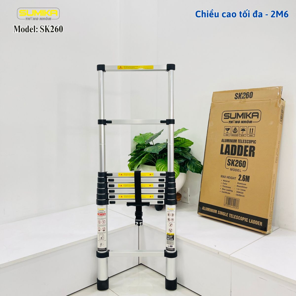 Hướng dẫn cách sử dụng thang nhôm rút đơn Sumika SK260