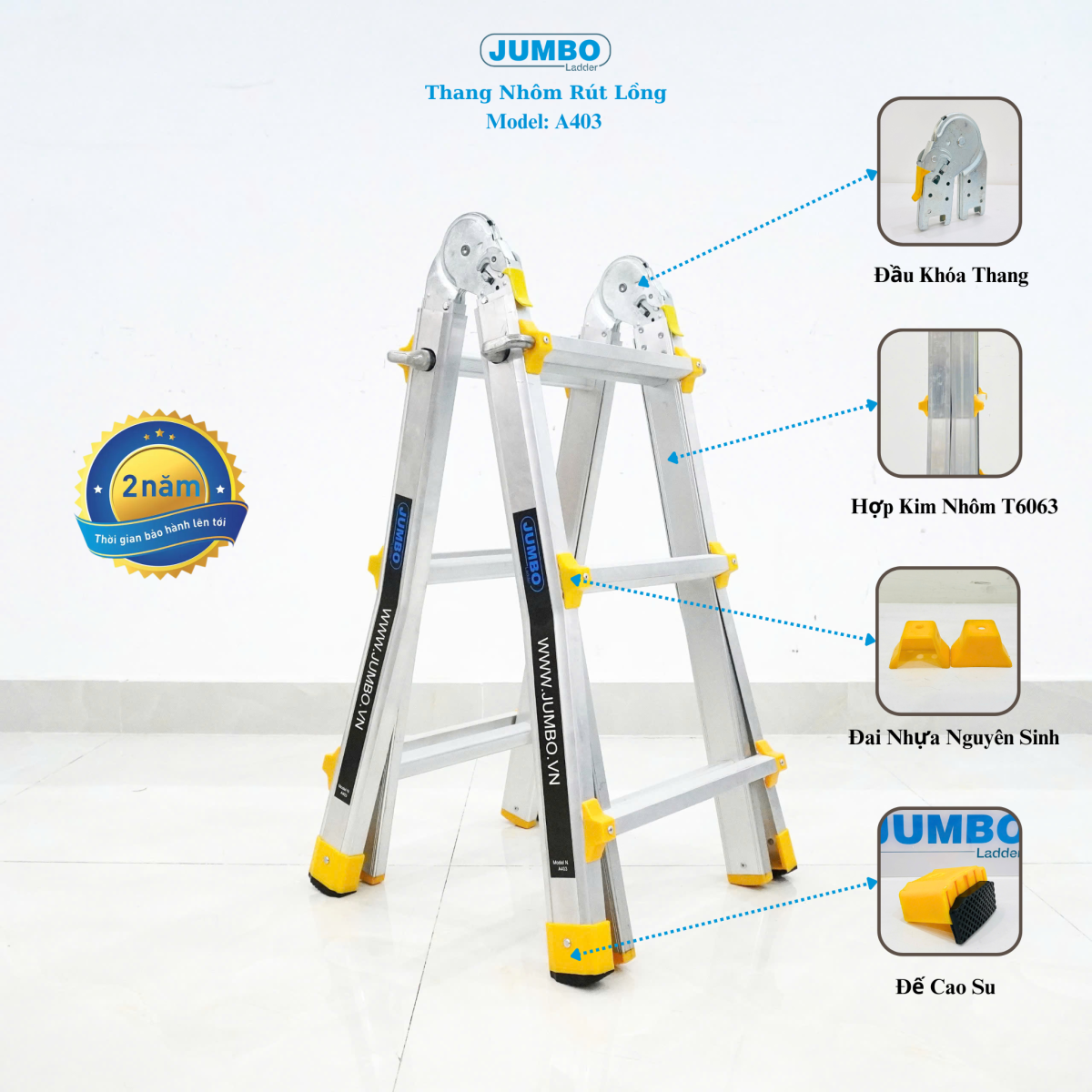 Đặc điểm nổi bật của thang nhôm gấp đa năng Jumbo A403