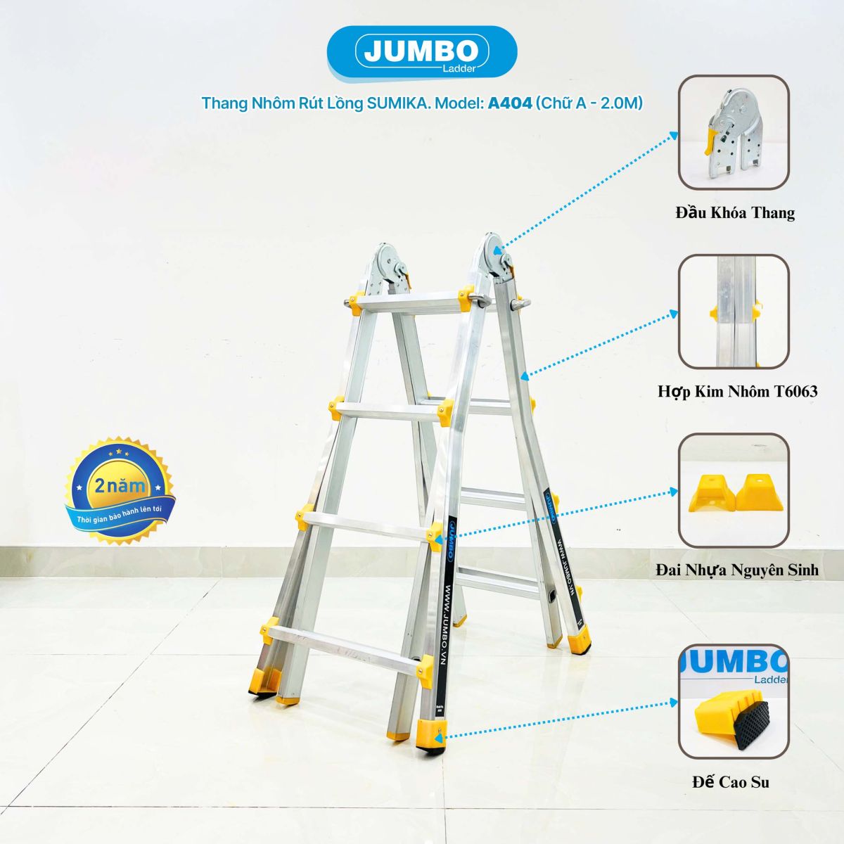 Ưu điểm nổi bật của thang nhôm rút lồng Jumbo A404