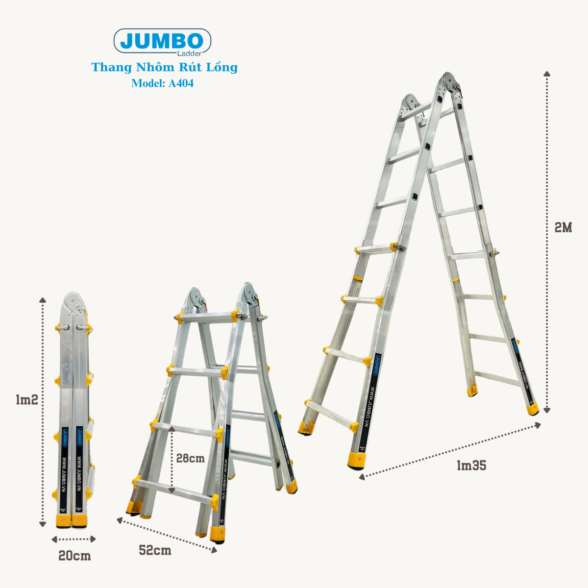 Ưu điểm nổi bật của thang nhôm rút lồng Jumbo A404