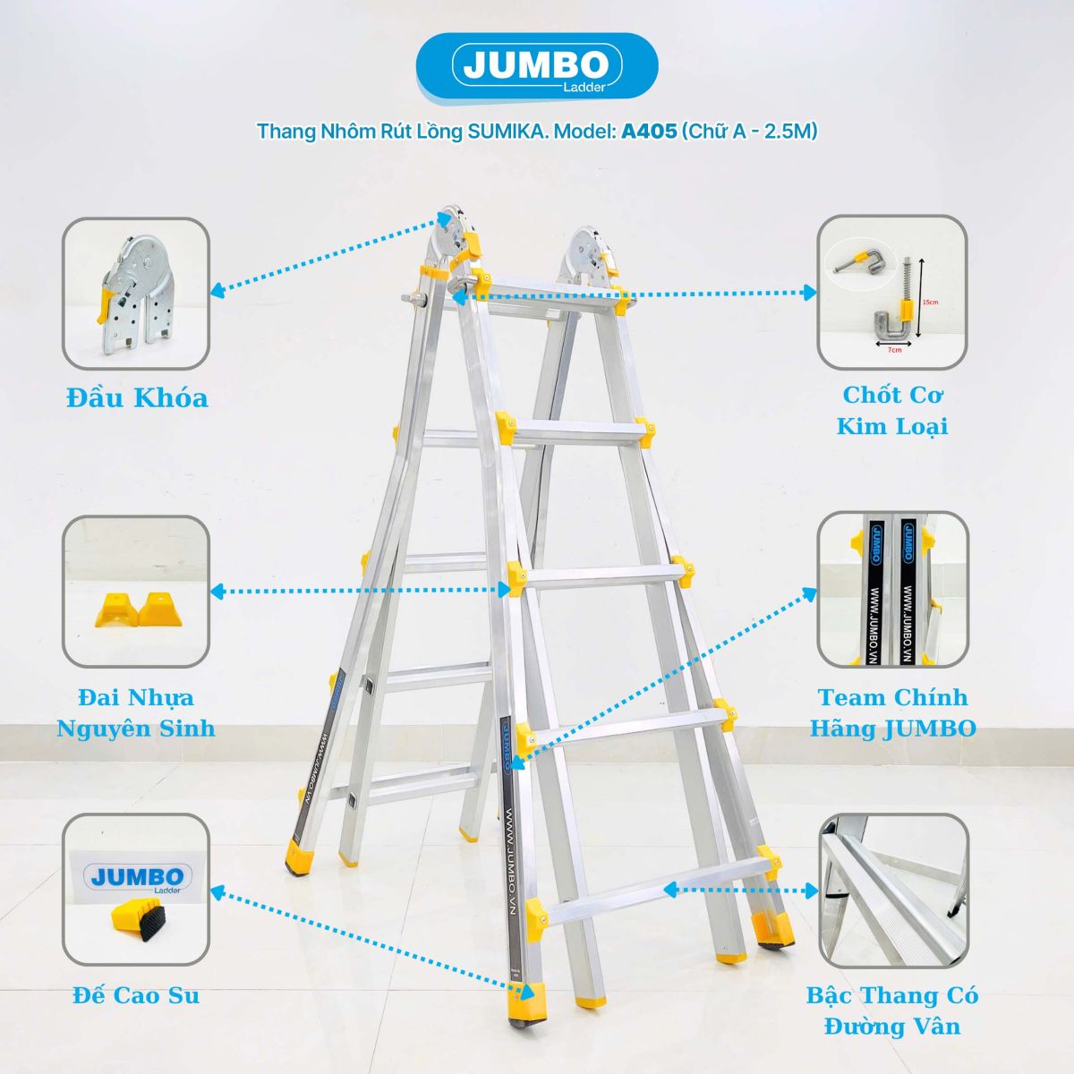 Ưu điểm nổi bật của thang nhôm gấp đa năng Jumbo A405