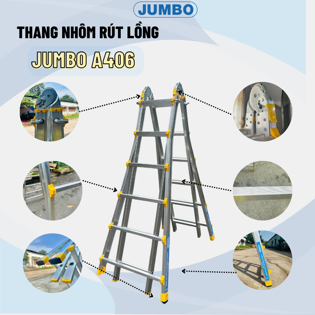 Ưu điểm nổi bật của thang nhôm gấp đa năng Jumbo A406